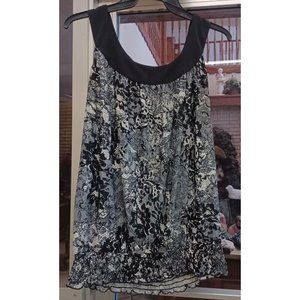 Cato Women's Boho Pullover Blouse Large Black & White Sleeveless